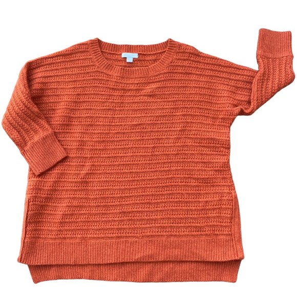 Garnet Hill Wool Angora Rib KnitSweater Burnt Orange Oversized Quiet Luxury-XS - Picture 3 of 15